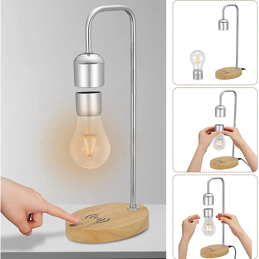 Magnetic Floating LED Light Bulb with Wireless Phone Charger